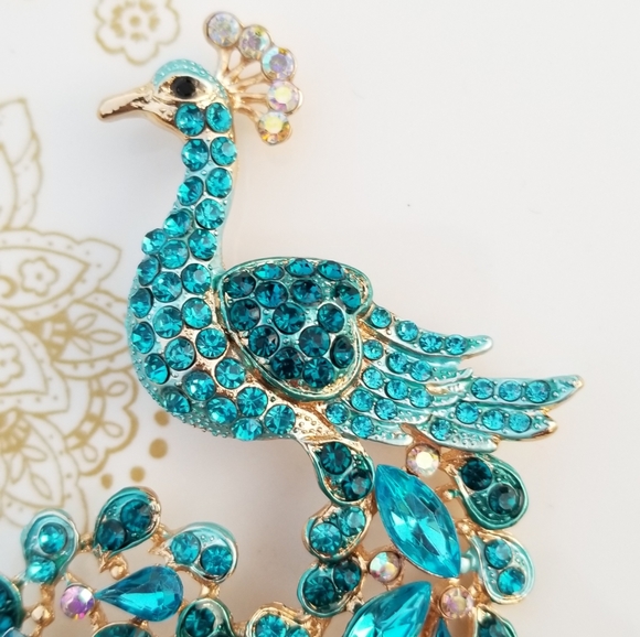Jumbo Blue Peacock Pendant Purse Charm Key Ring NWT - Picture 2 of 10